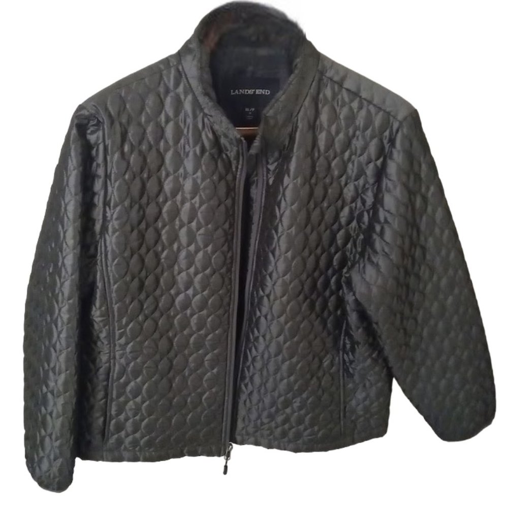 EUC | Lands End | Women's Primaloft Quilted Gray Packable Jacket - Size: XL/P 18